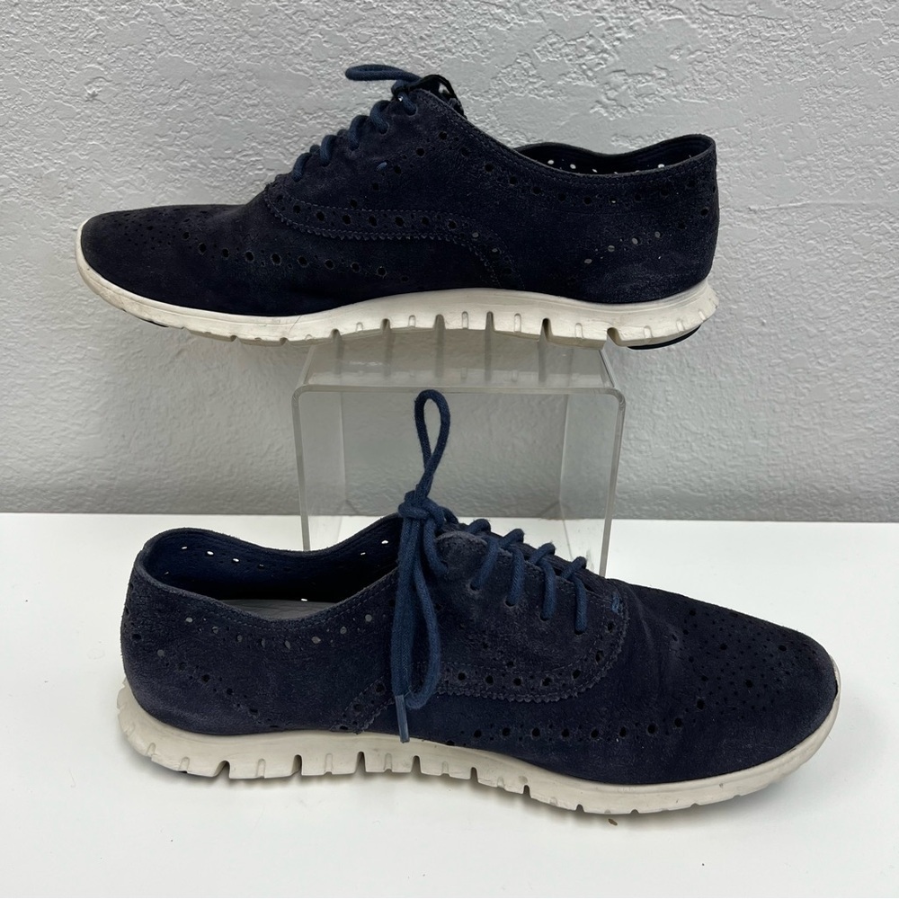Cole Haan Zerogrand Wingtip Oxfords Blue Suede - Size 8.5